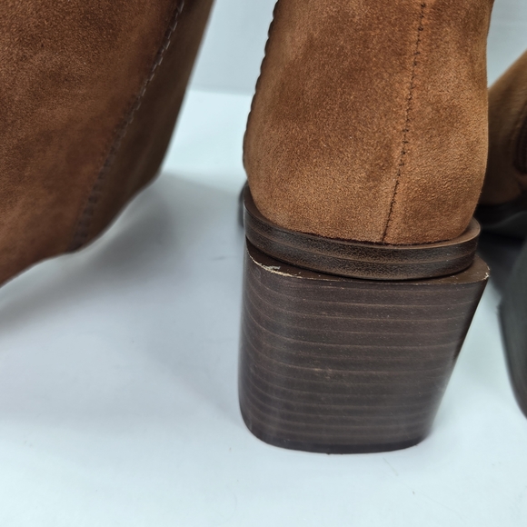 Vince Camuto Kaleeca Warm Caramel Suede Tall Riding Cowgirl Boots Size 5 - Picture 11 of 16